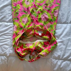 Lilly summer green and pink dress with built in bra